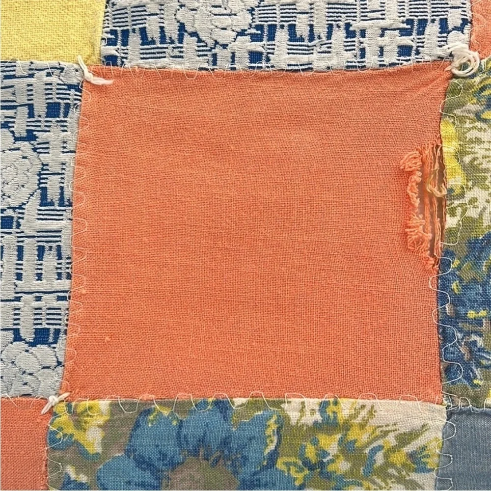 Vintage Patchwork Quilt Blanket Multi Print Throw 76” x 70”